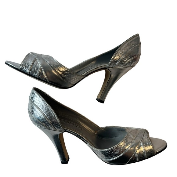 Via Spiga ‘Orla’ Pump Silver Snake Skin Animal Print 80s Bombshell size 7 - Picture 4 of 11